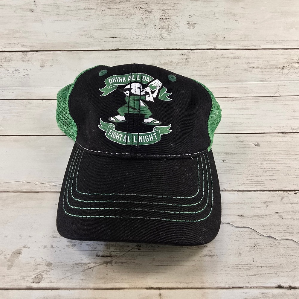 Concept One Accessories Drink All Day Fight All Night‎ Trucker Hat Black Green